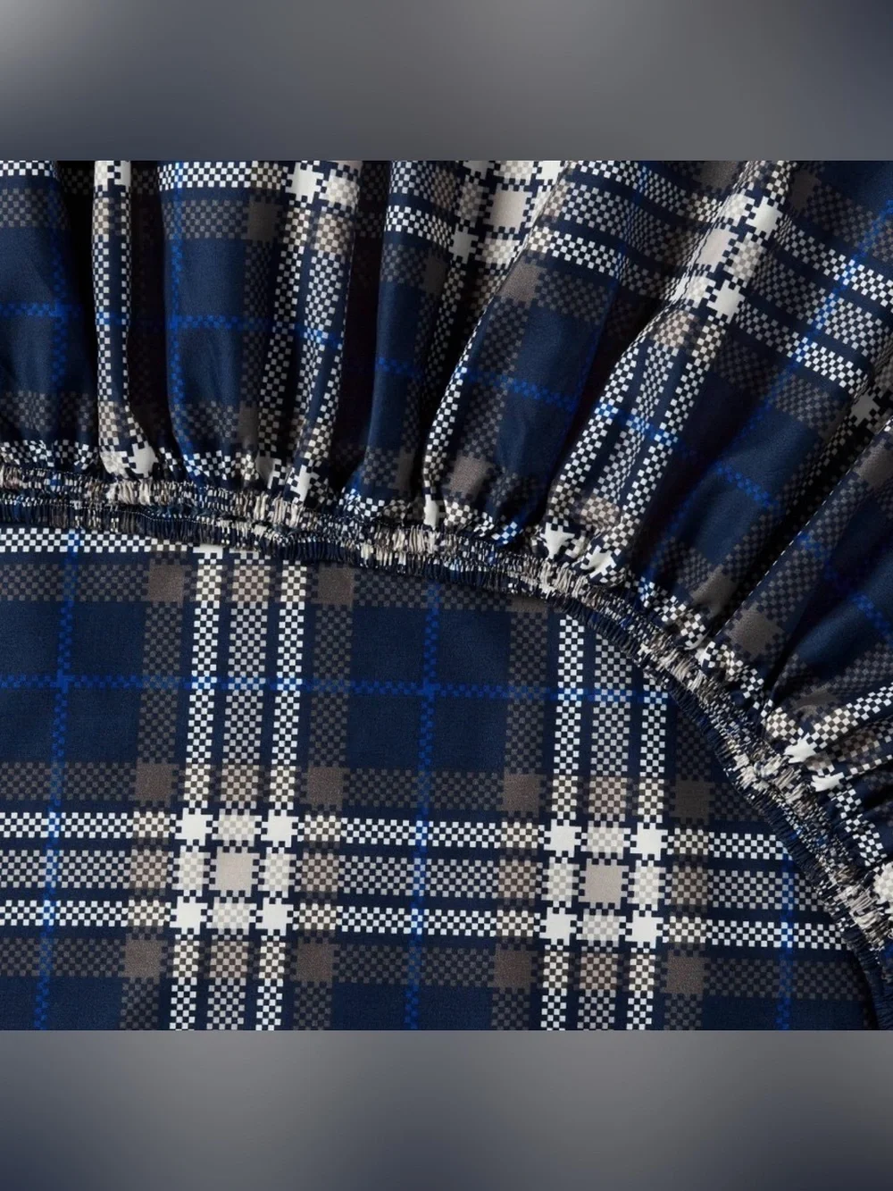 Twin XL Microfiber Sheet Set Blue/White Checkered Striped Room Essentials NWT